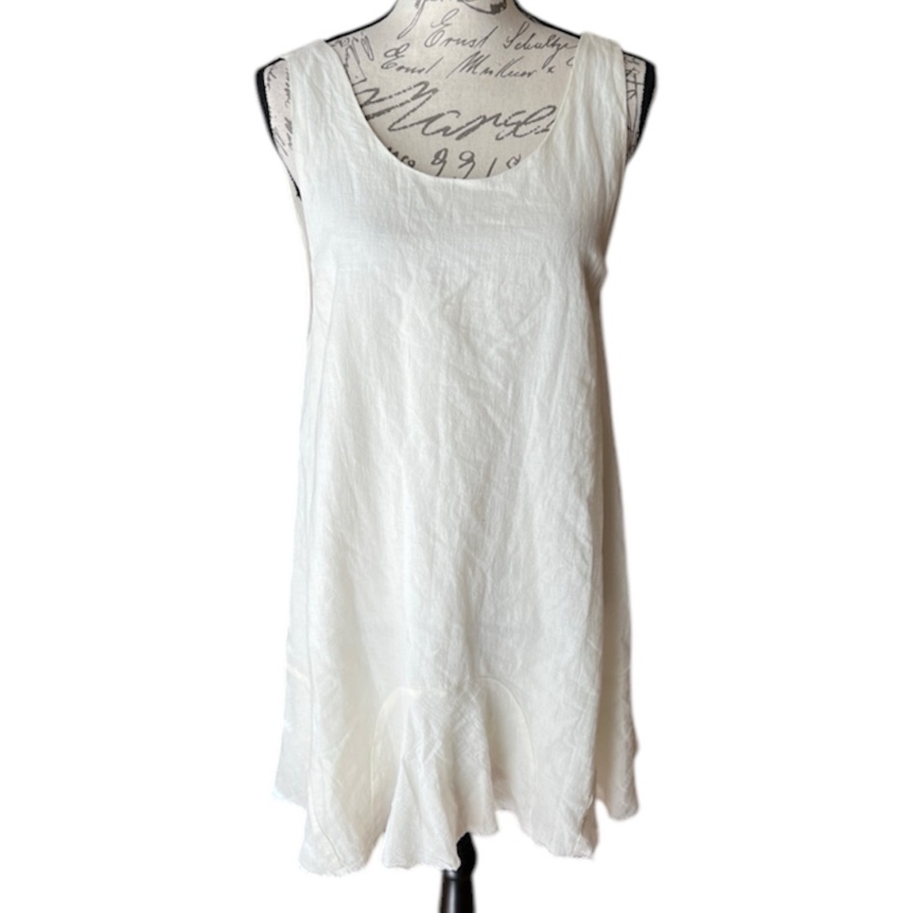Somedays Lovin White Sleeveless Linen Ruffle Hem Dress